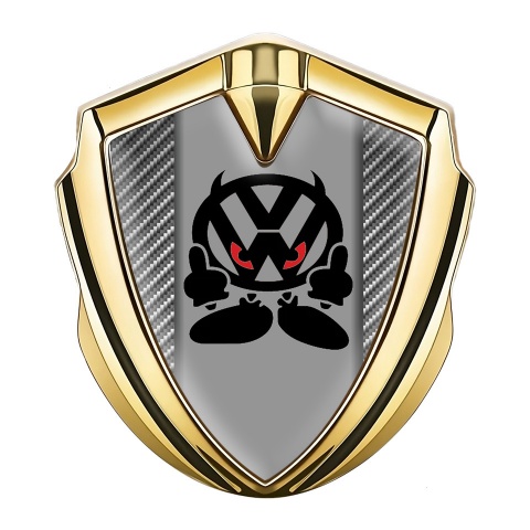 VW Badge Self Adhesive Gold Carbon Fiber Evil Logo Edition