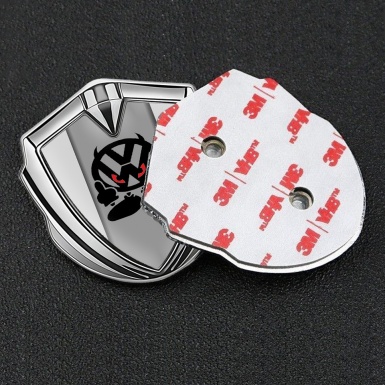 VW Emblem Fender Badge Silver Grey Base Evil Logo Edition
