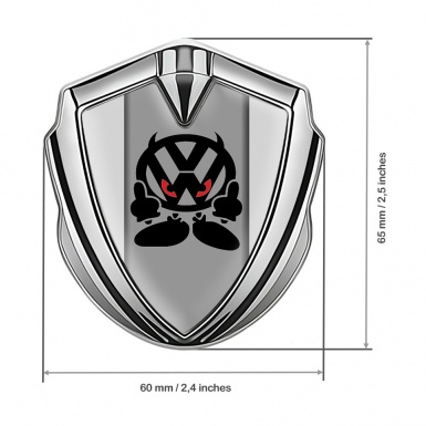 VW Emblem Fender Badge Silver Grey Base Evil Logo Edition