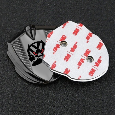 VW Metal Emblem Self Adhesive Graphite Dark Carbon Evil Logo Design