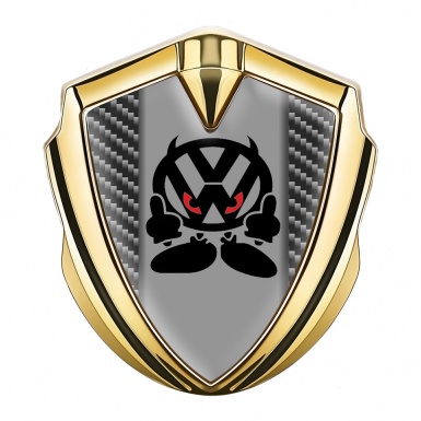 VW Metal Emblem Self Adhesive Gold Dark Carbon Evil Logo Design