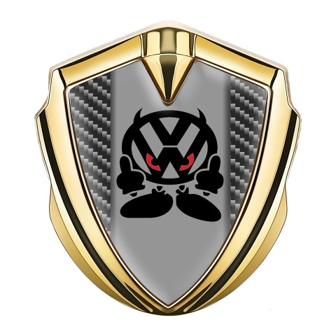 VW Metal Emblem Self Adhesive Gold Dark Carbon Evil Logo Design