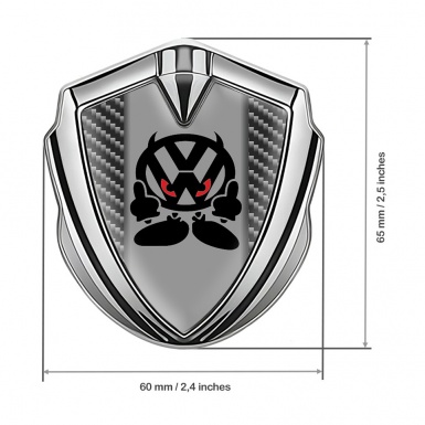 VW Metal Emblem Self Adhesive Silver Dark Carbon Evil Logo Design