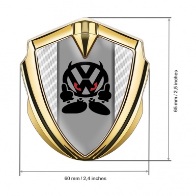 VW Fender Emblem Badge Gold White Carbon Evil Logo Design