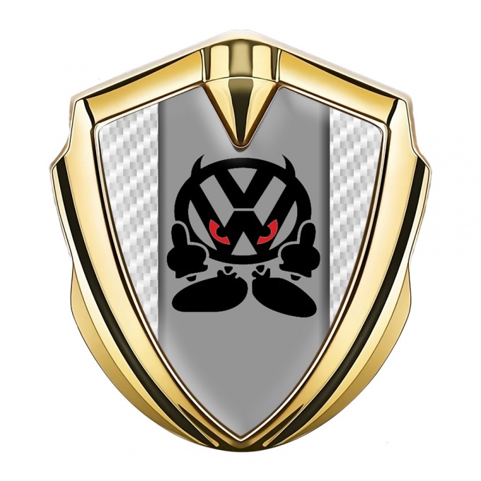 VW Fender Emblem Badge Gold White Carbon Evil Logo Design