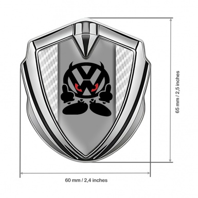 VW Fender Emblem Badge Silver White Carbon Evil Logo Design