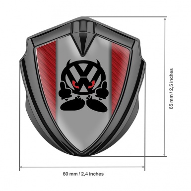 VW Emblem Trunk Badge Graphite Red Carbon Evil Logo Design