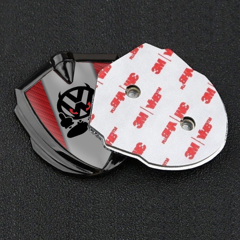 VW Emblem Trunk Badge Graphite Red Carbon Evil Logo Design