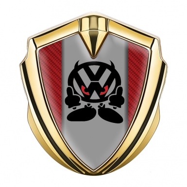 VW Emblem Trunk Badge Gold Red Carbon Evil Logo Design