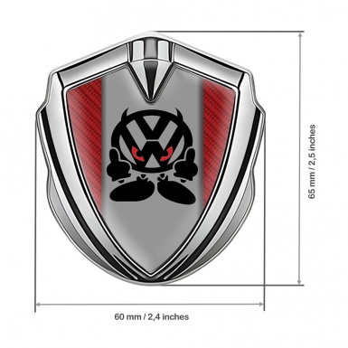 VW Emblem Trunk Badge Silver Red Carbon Evil Logo Design