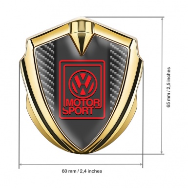 VW Emblem Metal Badge Gold Dark Carbon Motorsport Edition