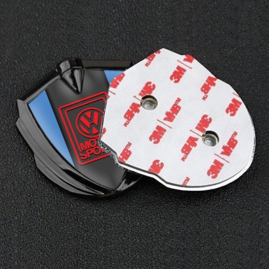 VW Emblem Car Badge Graphite Blue Frame Red Motorsport Logo