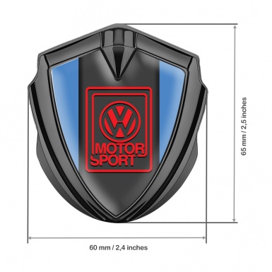 VW Emblem Car Badge Graphite Blue Frame Red Motorsport Logo