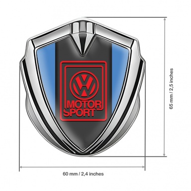 VW Emblem Car Badge Silver Blue Frame Red Motorsport Logo