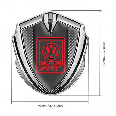 VW Badge Self Adhesive Silver Light Carbon Red Motorsport Edition