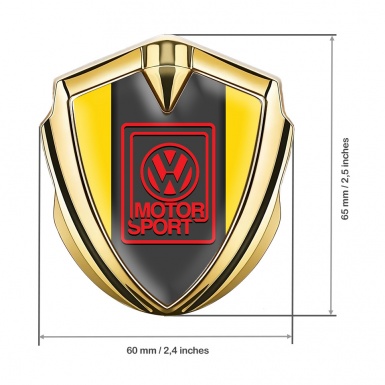 VW Emblem Fender Badge Gold Yellow Frame Red Motorsport Edition