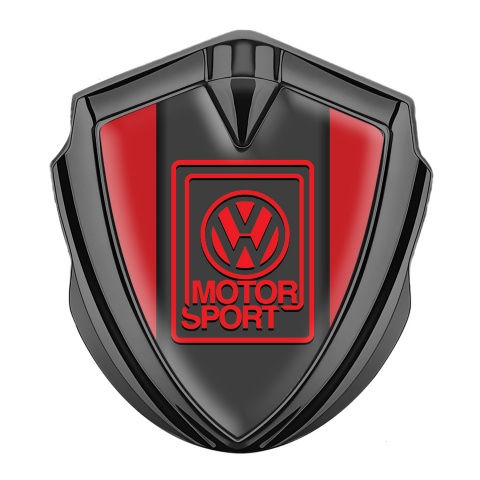 VW Emblem Badge Self Adhesive Graphite Red Base Outline Motorsport Logo