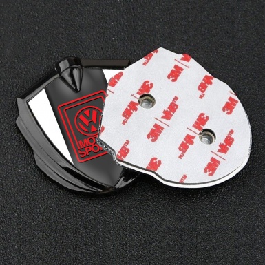 VW Emblem Fender Badge Graphite White Base Red Motorsport Logo