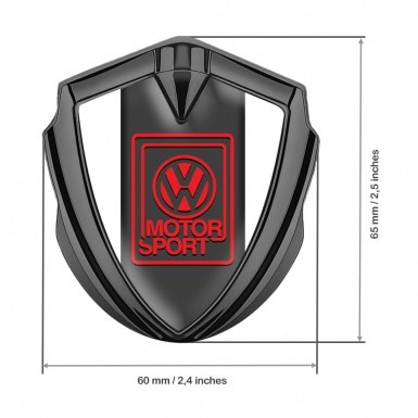 VW Emblem Fender Badge Graphite White Base Red Motorsport Logo