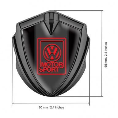 VW Metal Emblem Self Adhesive Graphite Black Fill Red Motorsport Logo