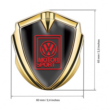 VW Metal Emblem Self Adhesive Gold Black Fill Red Motorsport Logo
