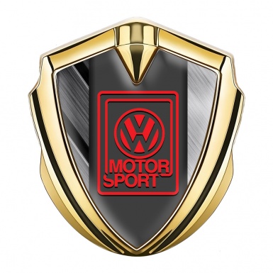 VW Fender Emblem Badge Gold Brushed Steel Panel Motorsport Logo