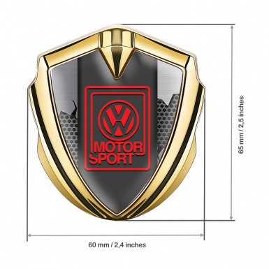 VW Emblem Metal Badge Gold Broken Steel Motorsport Logo