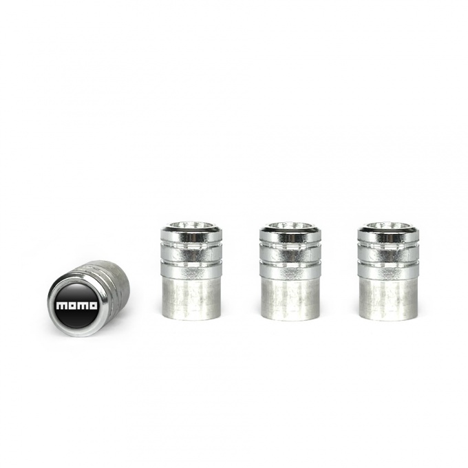 Momo Valve Caps Aluminum 4 pcs Black Silicone sticker