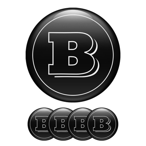 Mercedes Brabus Wheel Center Cap Domed Stickers white logo