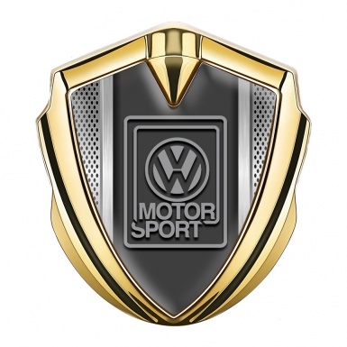 VW Domed Emblem Badge Gold Metallic Frame Grey Motorsport Logo