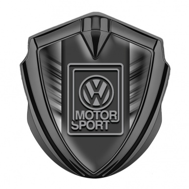 VW Metal Emblem Self Adhesive Graphite Striped Frame Grey Logo Design