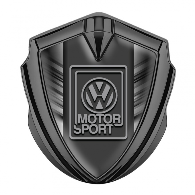 VW Metal Emblem Self Adhesive Graphite Striped Frame Grey Logo Design