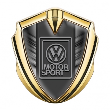 VW Metal Emblem Self Adhesive Gold Striped Frame Grey Logo Design