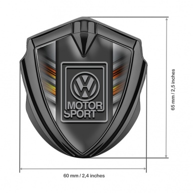 VW Fender Emblem Badge Graphite Color Stripes Grey Motorsport Logo