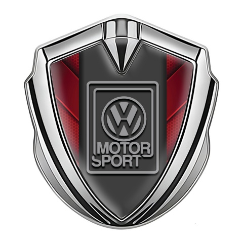 VW Emblem Trunk Badge Silver Red Hex Panels Grey Motorsport Logo