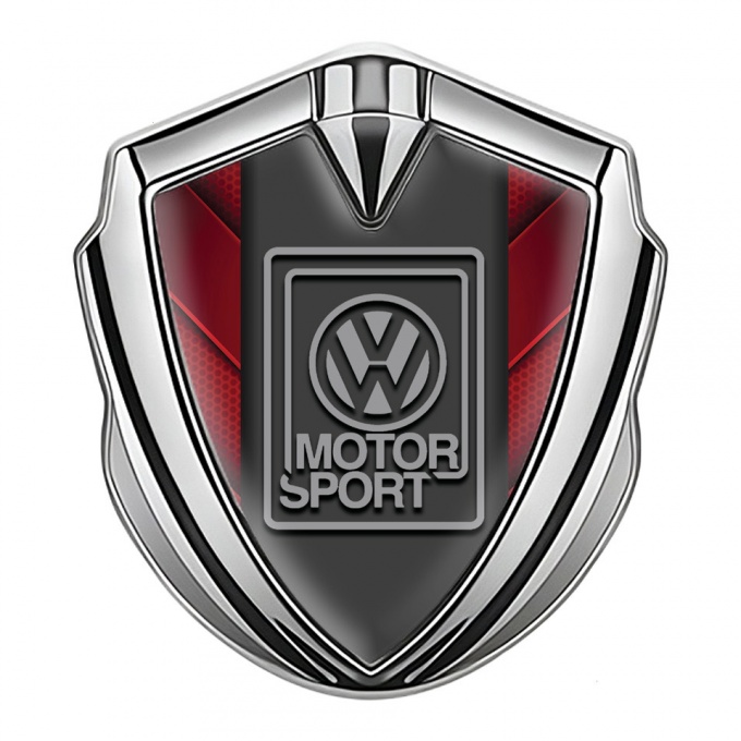 VW Emblem Trunk Badge Silver Red Hex Panels Grey Motorsport Logo