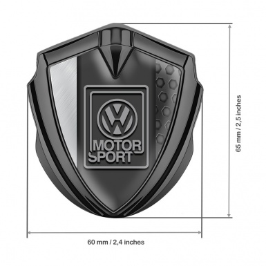 VW Metal Emblem Badge Graphite Hexagon Pattern Grey Motorsport Logo