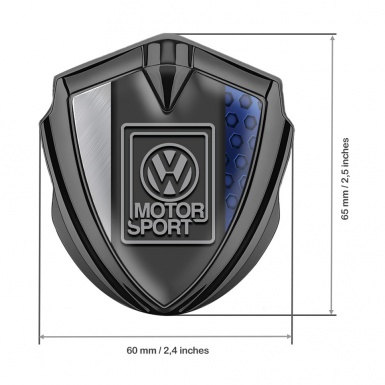 VW Domed Emblem Graphite Blue Hexagon Pattern Grey Motorsport Logo