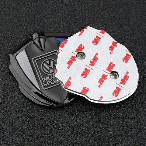 VW Domed Emblem Graphite Blue Hexagon Pattern Grey Motorsport Logo