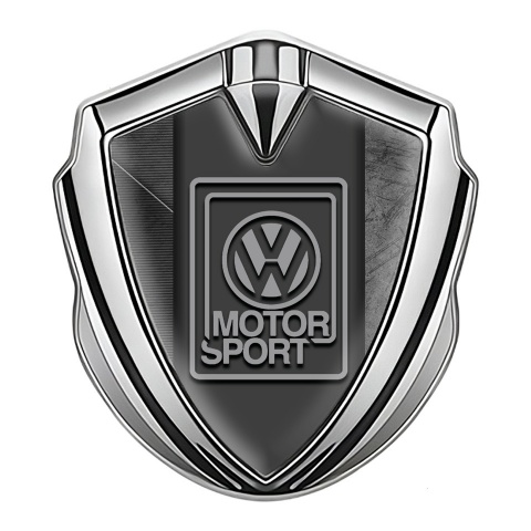 VW Bodyside Domed Emblem Silver Grazed Surface Grey Motorsport Logo