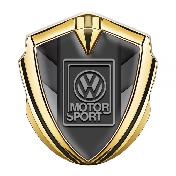 VW Emblem Metal Badge Gold Monochrome Pattern Grey Motorsport Logo