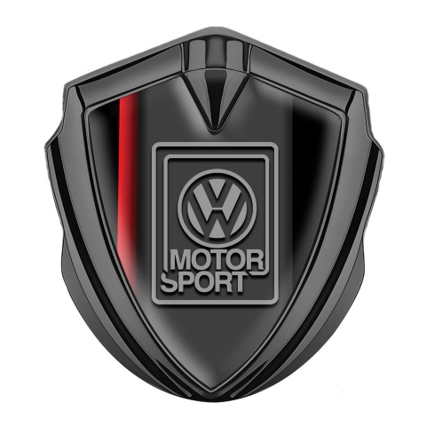 VW 3d Emblem Badge Graphite Crimson Stripe Grey Motorsport Logo