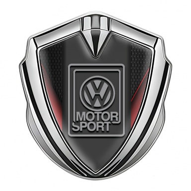 VW Emblem Car Badge Silver Crimson Fragments Grey Motorsport Design