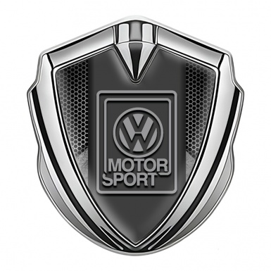 VW Metal Domed Emblem Silver Honeycomb Texture Grey Motorsport Design