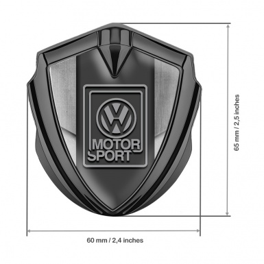 VW Metal Domed Emblem Graphite Stone Pattern Grey Motorsport Design