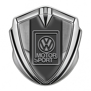 VW Metal Domed Emblem Silver Stone Pattern Grey Motorsport Design
