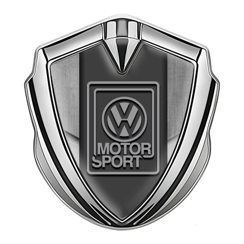 VW Metal Domed Emblem Silver Stone Pattern Grey Motorsport Design