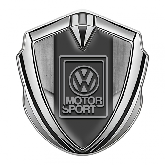 VW Metal Domed Emblem Silver Stone Pattern Grey Motorsport Design