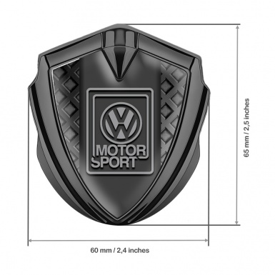 VW Badge Self Adhesive Graphite Waffle Pattern Grey Motorsport Design