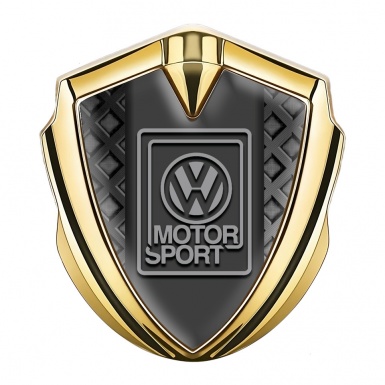 VW Badge Self Adhesive Gold Waffle Pattern Grey Motorsport Design
